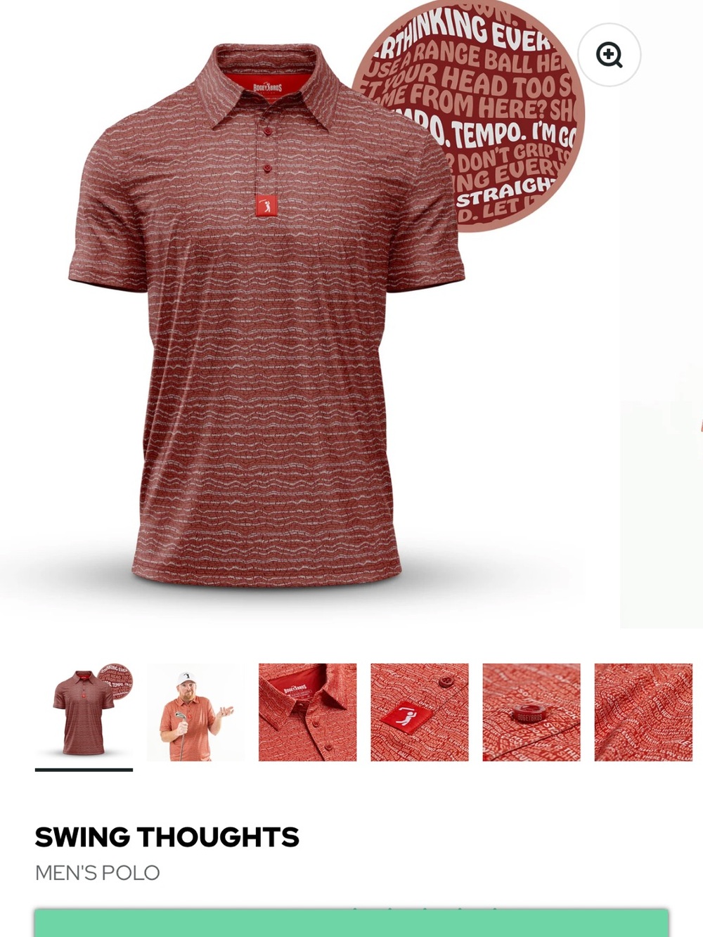 Swing Thoughts Men's Polo - Rust Red Pattern